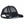 Load image into Gallery viewer, The back of a black and white trucker hat showing the Almost Official sown label.