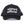 Load image into Gallery viewer, The front of a black trucker hat with the Almost Official Logo printed in white.