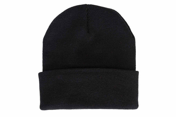 Back view of a black colored beanie