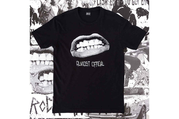 The Pearly Whites shirt depicting a crude mouth cutout.